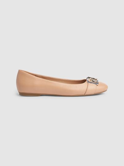Calvin Klein Cipők HU262005 | Calvin Klein Bőr Női Balerina Cipő Bézs